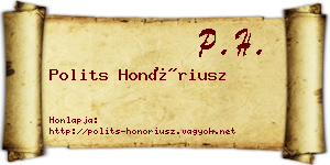 Polits Honóriusz névjegykártya